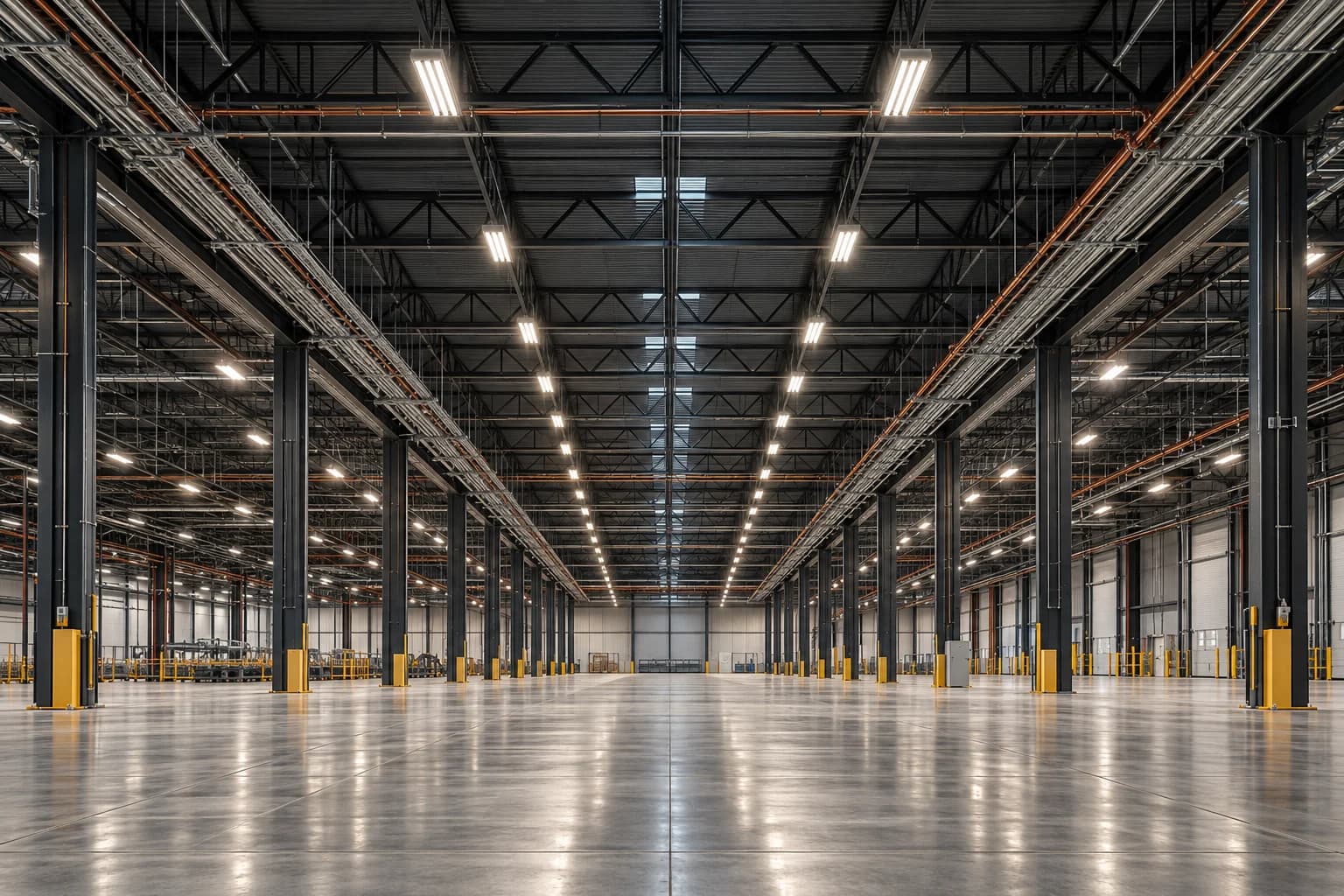 Industrial property with thoughtful electrical lighting